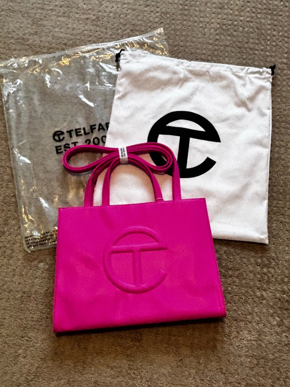 Telfar Hot Pink (azalea) medium Shopping bag with Logo dust bag Brand new style
